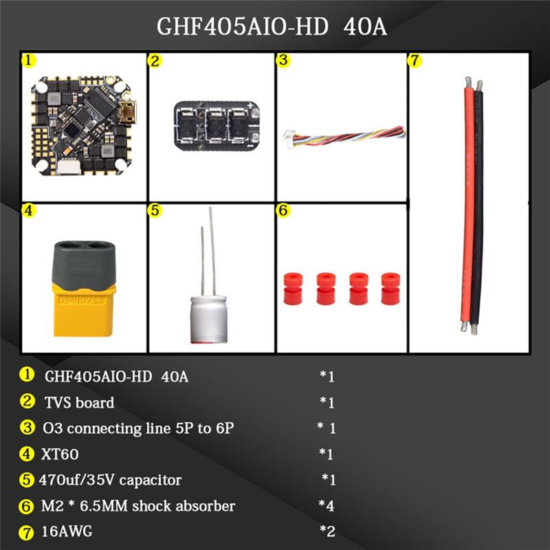 Drone Racing Flight Controller - ABTI-GHF405AIO-HD 40A Pengontrol Penerbangan AIO F405