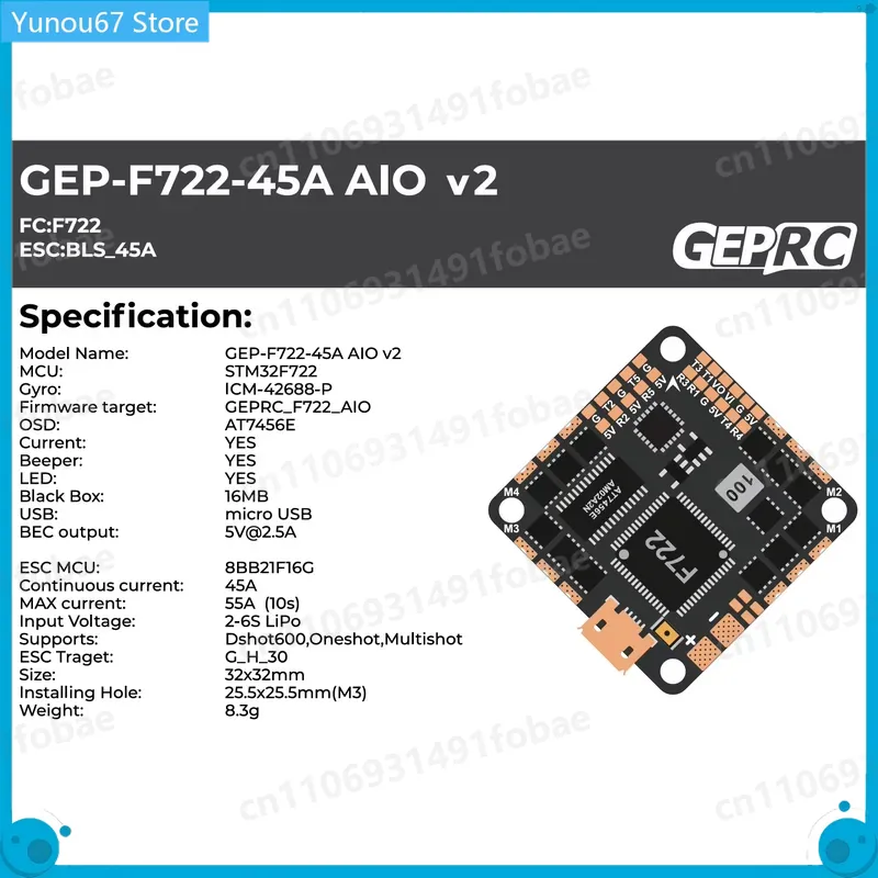 Untuk GEPRC GEP-F722-45A AIO V - Drone Racing Flight Controller ulasan dan harga