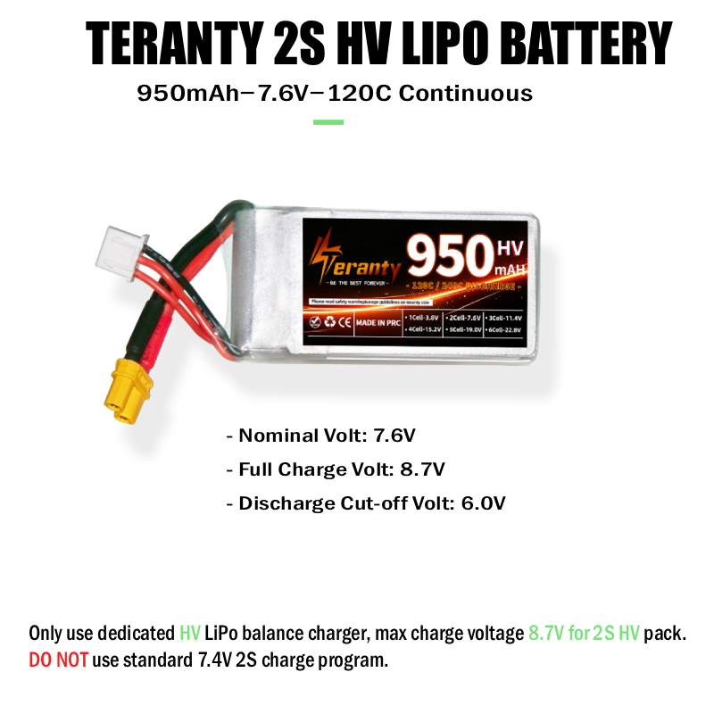 Baterai LiPo Teranty 2S HV 7.6 - Drone Racing Charger ulasan dan harga